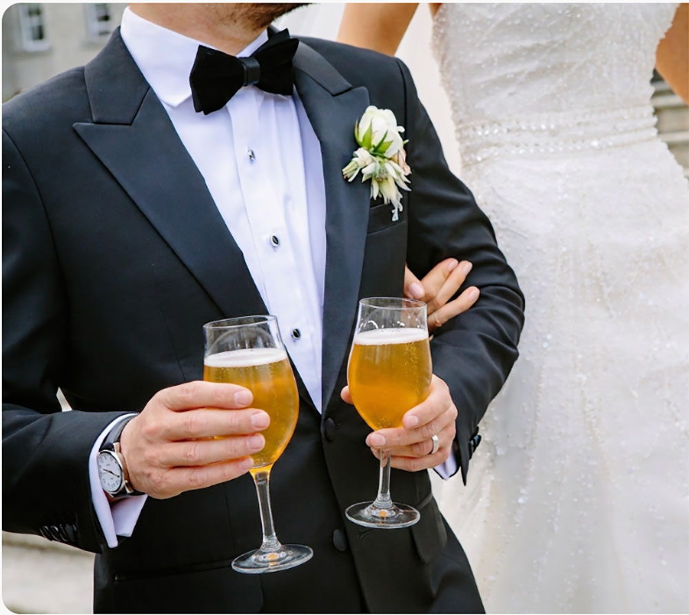 Bride and Groom drinking Alchemy Street beers on their wedding day
